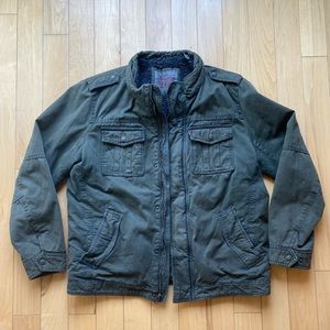 Levis Wool Lined Field Chore Jacket Size Mens Large Olive Grey Brown